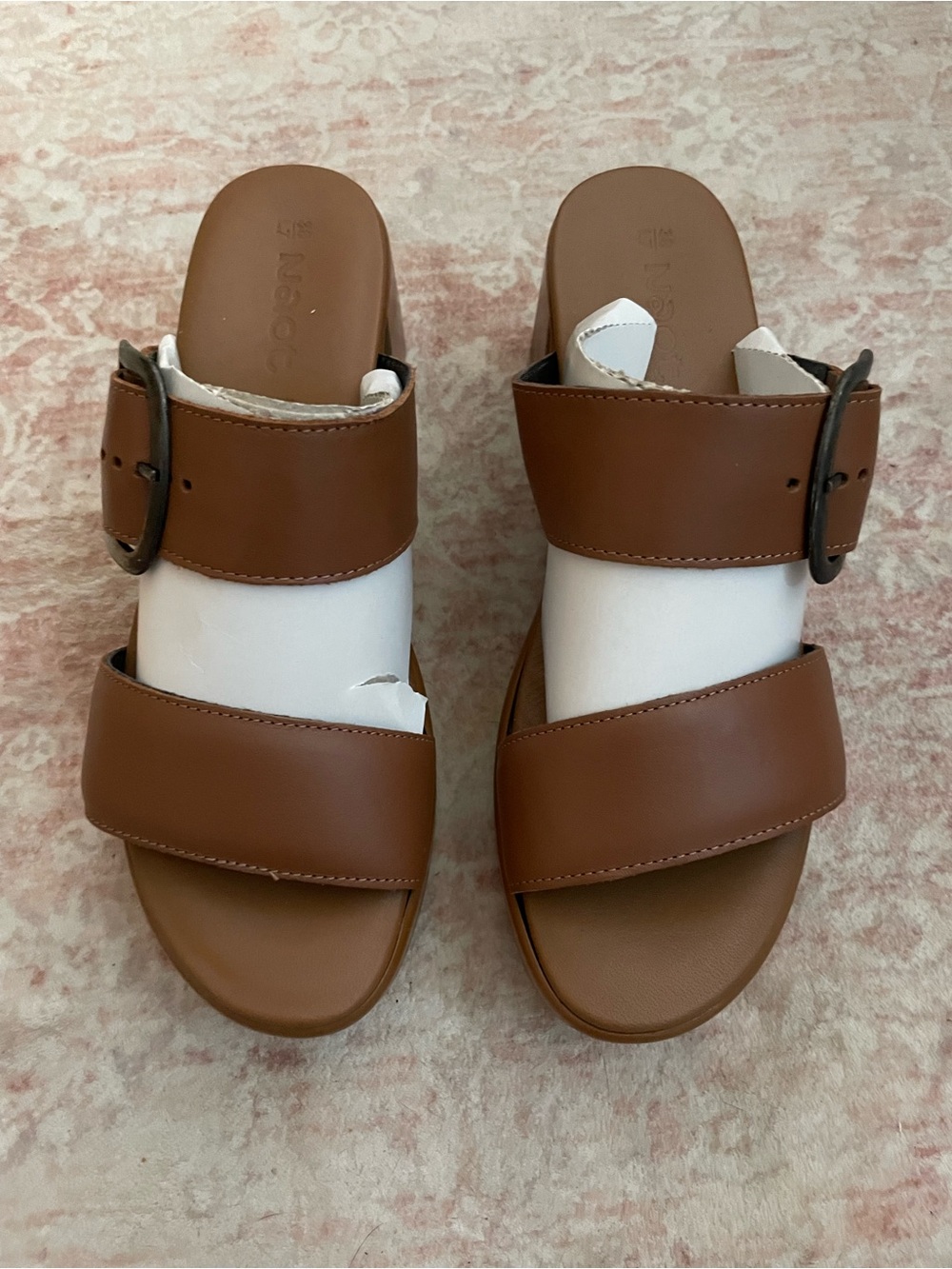 Naot Tan Double-Strap Slide Sandals with Buckle